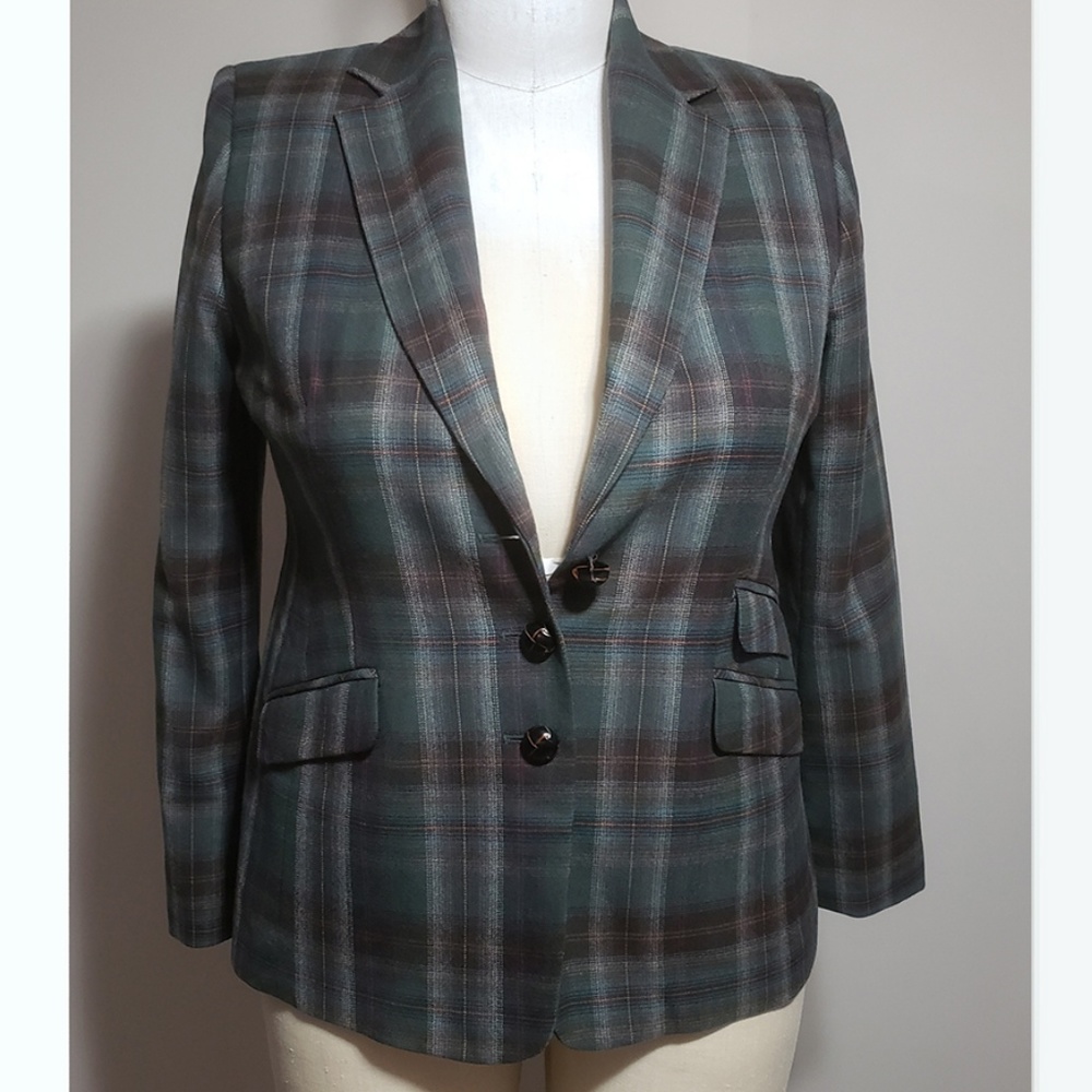 WOMEN'S PENDLETON PLAID WOOL BLAZER PLUS SIZE 18